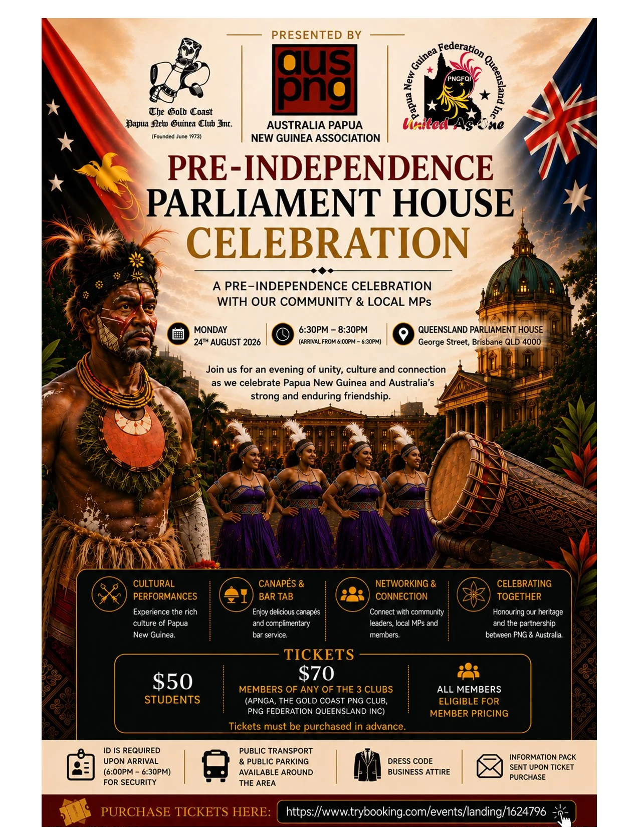 APNGA Pre-Independence Parliament House Celebration 2026 Pre-Independence Parliament House Celebration, 24 August 2026, Queensland Parliament House